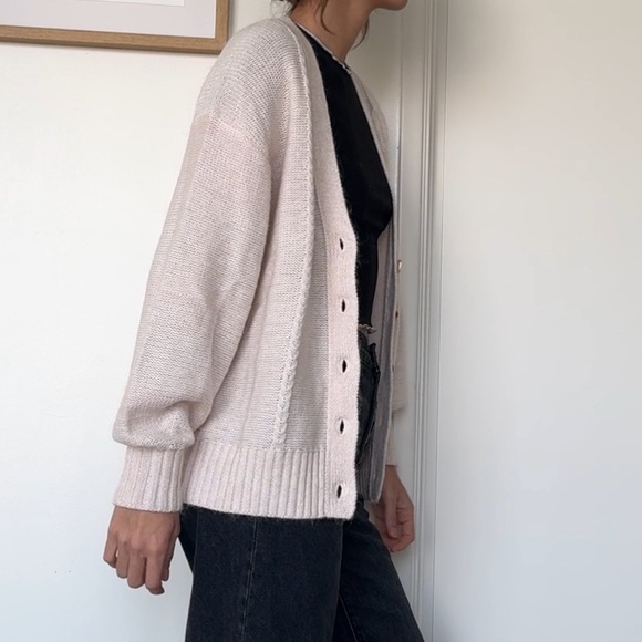 NWT STAUD Blake Mohair Cable Knit Cardigan Sweater - M - Ivory - Picture 4 of 10